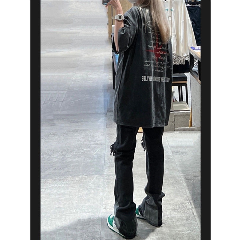 ♈♛✒Quần Jean Dài Lưng Cao Dáng Ôm Phối Rách Thời Trang Xuân Hè Phong Cách Mới Cho Nữ 2022