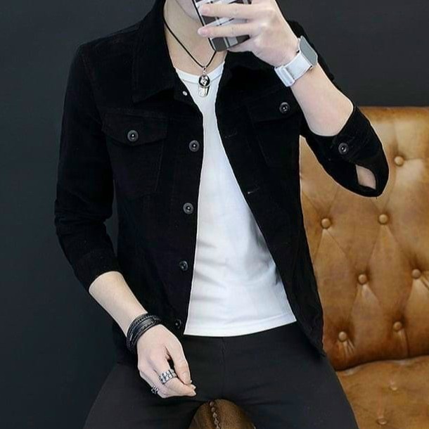 Áo khoác kaki nam đẹp julido store, áo khoác kaki nam hai lớp màu đen túi hôp cao cấp akk0010