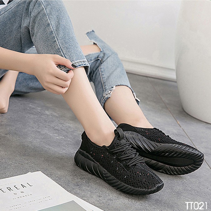 (Lẻ Size 35 39 SALE) - Giày Thể Thao Nữ Siêu Nhẹ Buộc Dây Đi Chơi Giá Rẻ 2020 - Chất Vải Sợi Dệt Thoáng Khí TT021/TT022