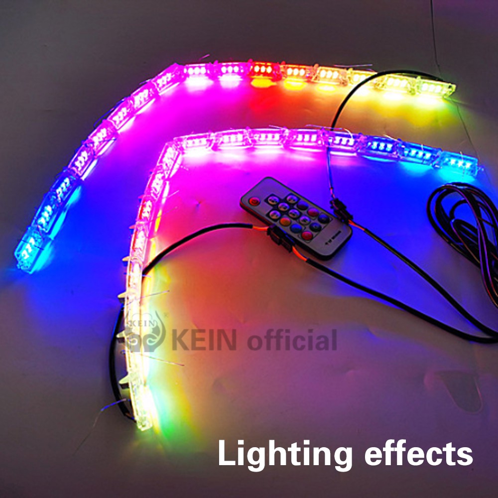 KEIN 2 cái RGB DRL Xe hơi Pha lê Đèn nước Tín hiệu Led Ban ngày Đèn chạy ban ngày Tín hiệu rẽ l Thanh hướng dẫn khóa DRL Điều khiển từ xa Đèn tự động nhiều màu