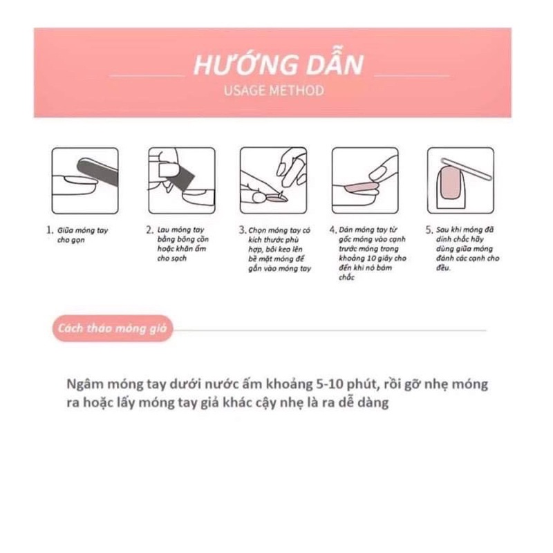 Set 24 móng tay giả sơn nhám lì màu hồng đậm phong cách Châu Âu + Chai keo