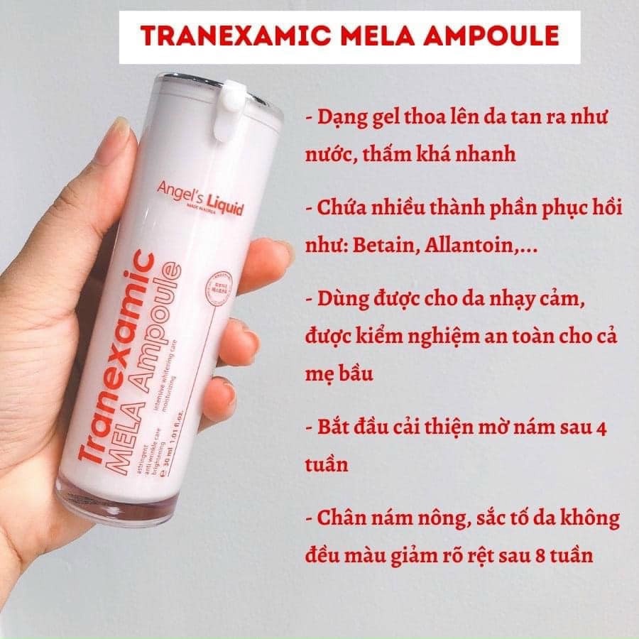 Combo 2 Sản Phẩm Giảm Thăm, Đỏ Mờ Nám Chuyên Sâu Angel's Liquid Tranexamic (Siêu Tinh Chất  30ml + Kem Nám 50ml)