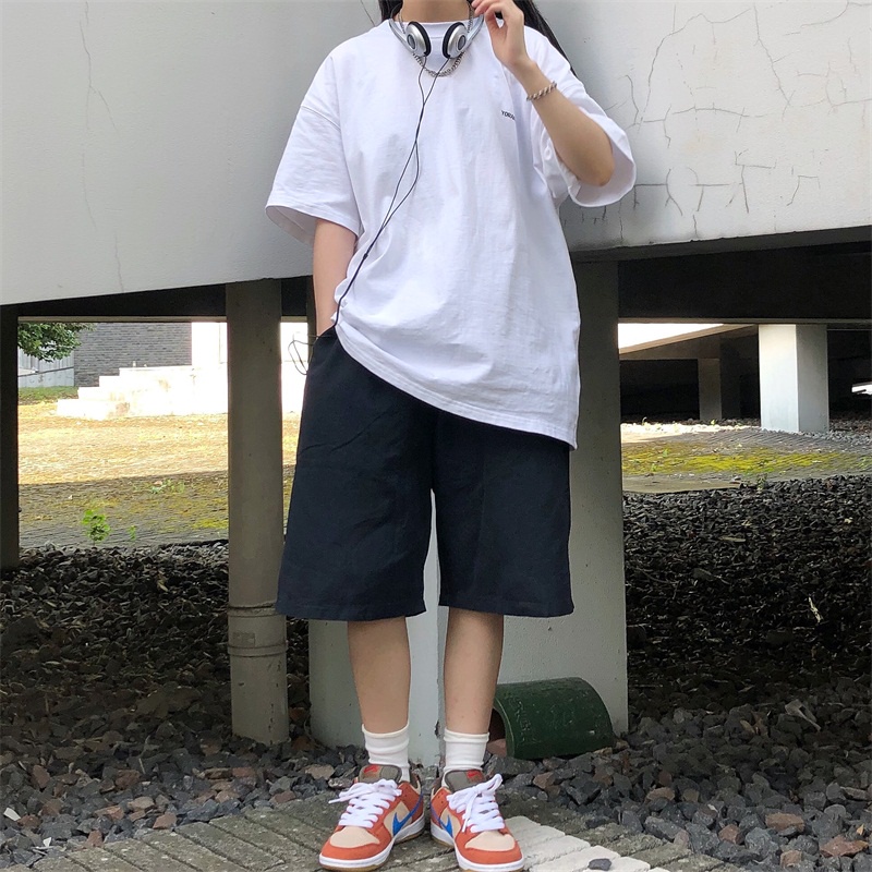 Quần Short Nam Màu Trơn Phong Cách retro Thời Trang Hàn Quốc