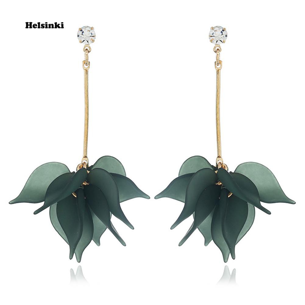 Đôi Khuyên Tai Hình Cánh Hoa Đính Đá Thời Trang Cho Nữ