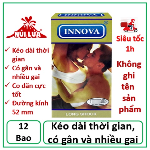 Bao cao su Innova Vàng, Gân gai, kéo dài thời gian, hộp 12 cái