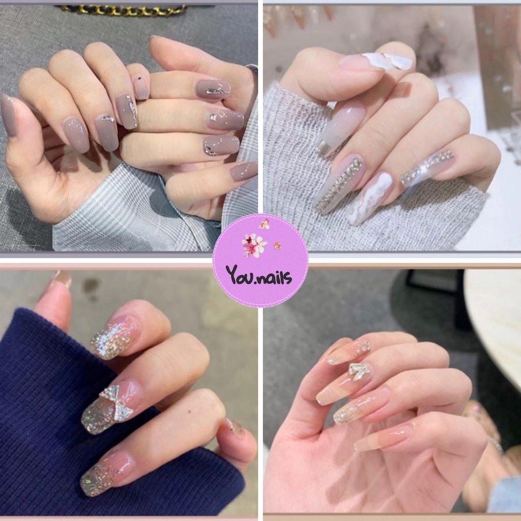 Móng tay giả đính đá kèm keo dài nhọn ngắn YOU NAILS (Mã Yz11-Yz20)
