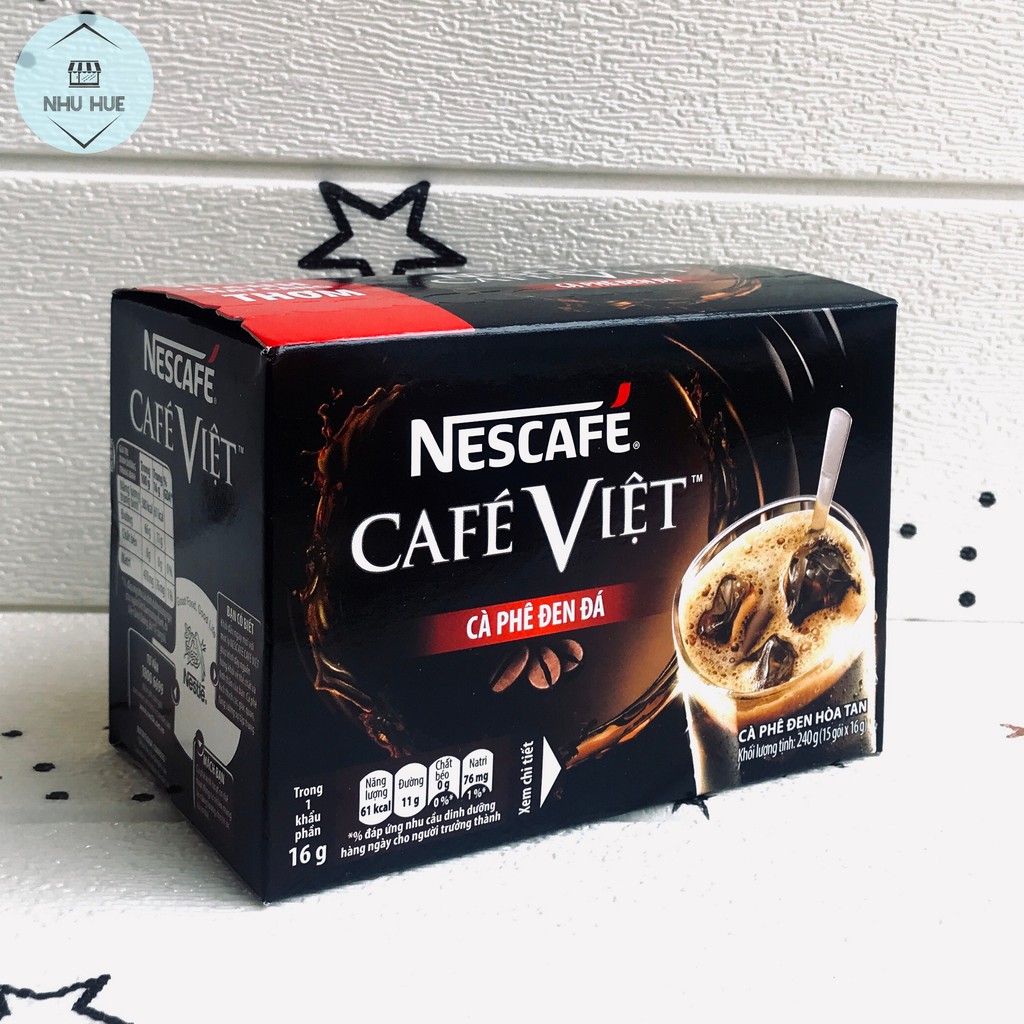 Cà phê NesCafe Việt đen đá (hộp 15 gói x 16g)