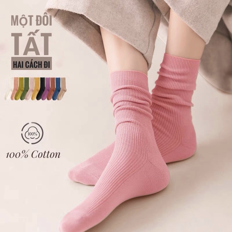 Tất Vớ Nữ Lalila Cổ Nhún Vintage Len Tăm Style Cổ Điển Pháp LTN05