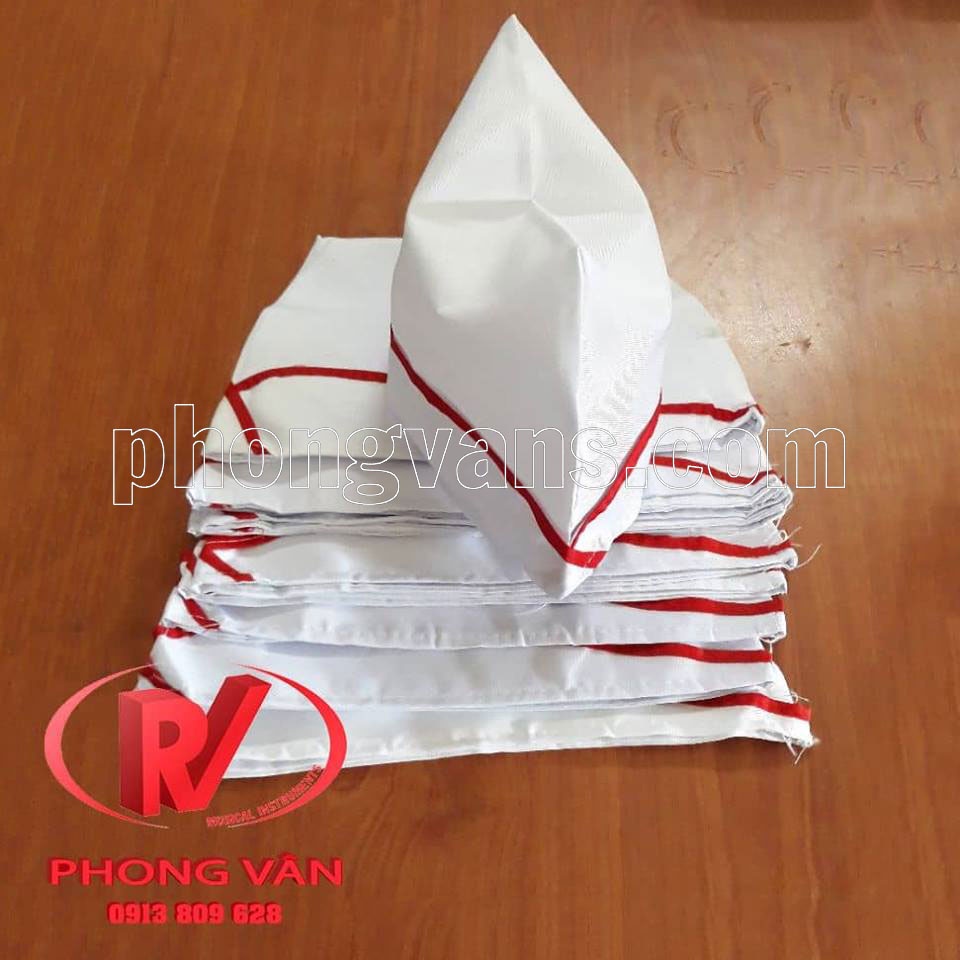 Mũ nón ca lô vải kaki trắng viền đỏ