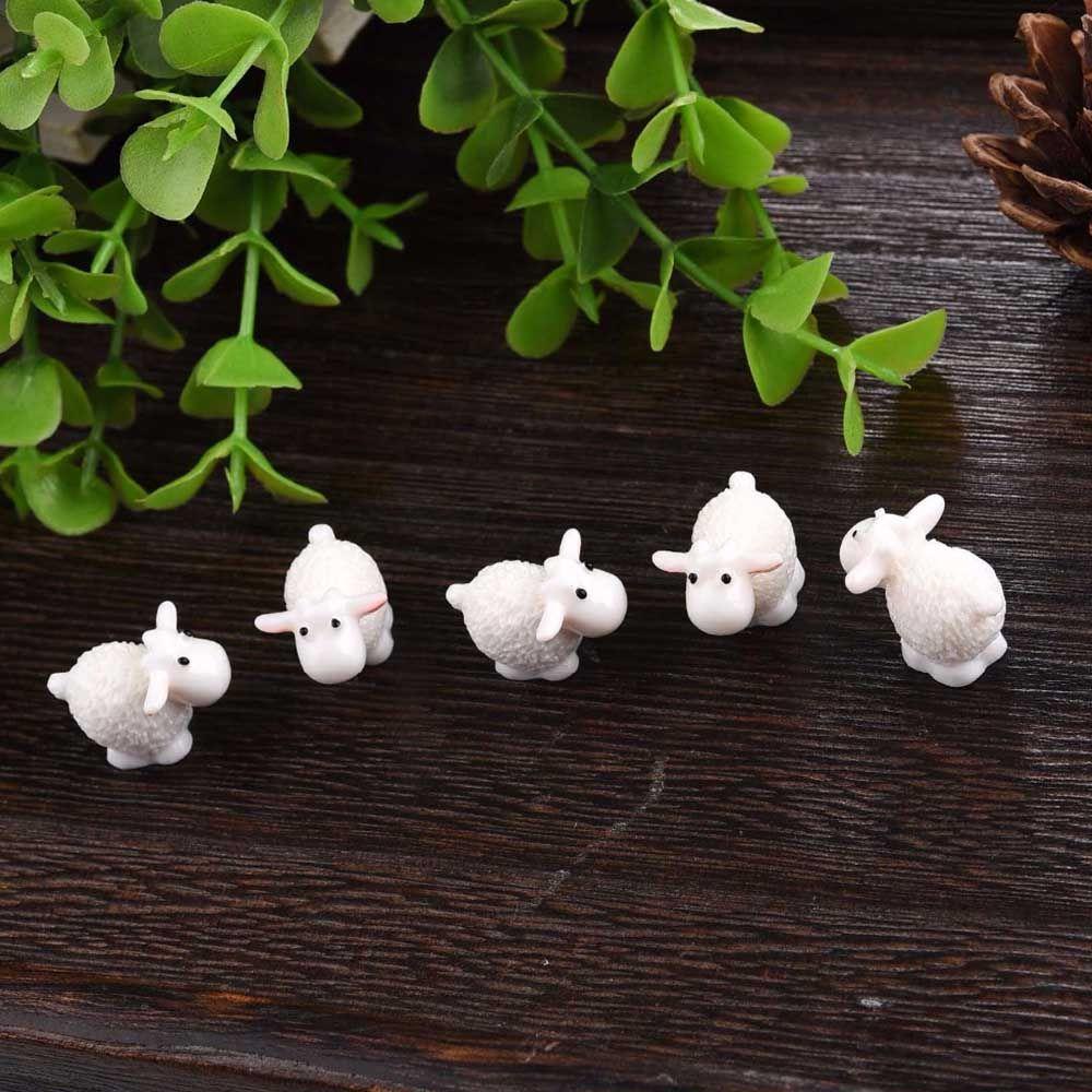 Mô Hình Đồ Chơi Mini Bằng Nhựa Resin Màu Trắng Trang Trí Sân Vườn