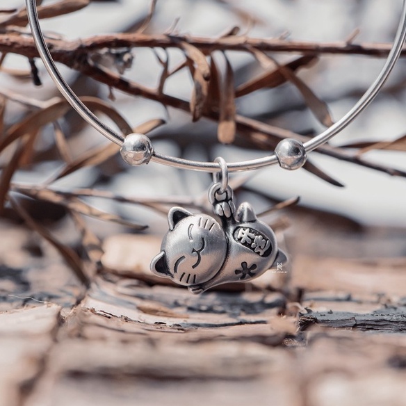 Charm Bạc 925-Bé Mèo Thần Tài May Mắn-KaT Jewelry