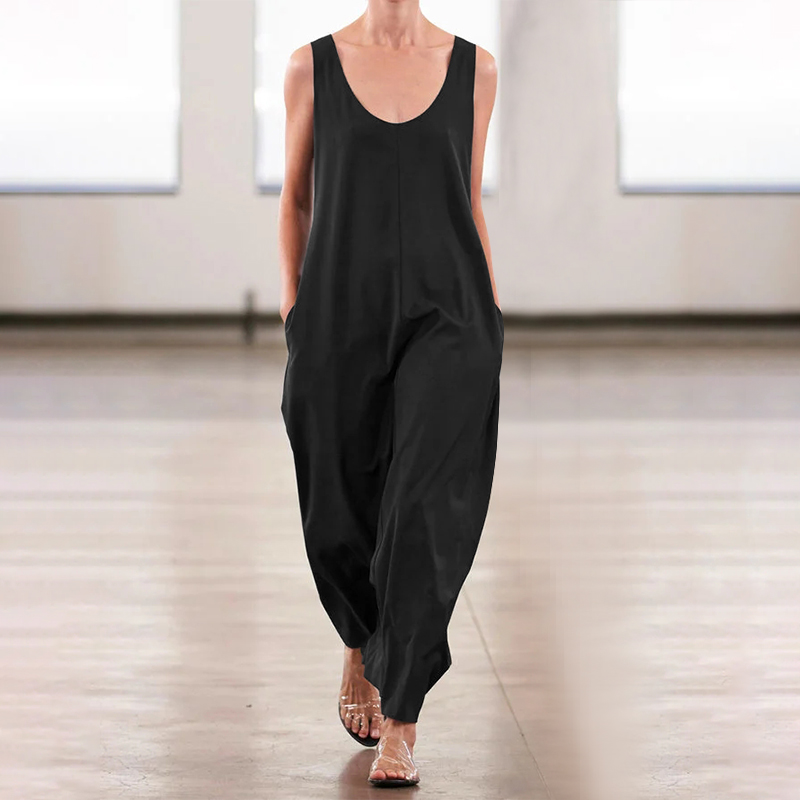 Áo Liền Quần Celmia Hai Dây Bằng Cotton Cò Túi Ống Rộng Thời Trang Mùa Hè Cho Nữ | BigBuy360 - bigbuy360.vn