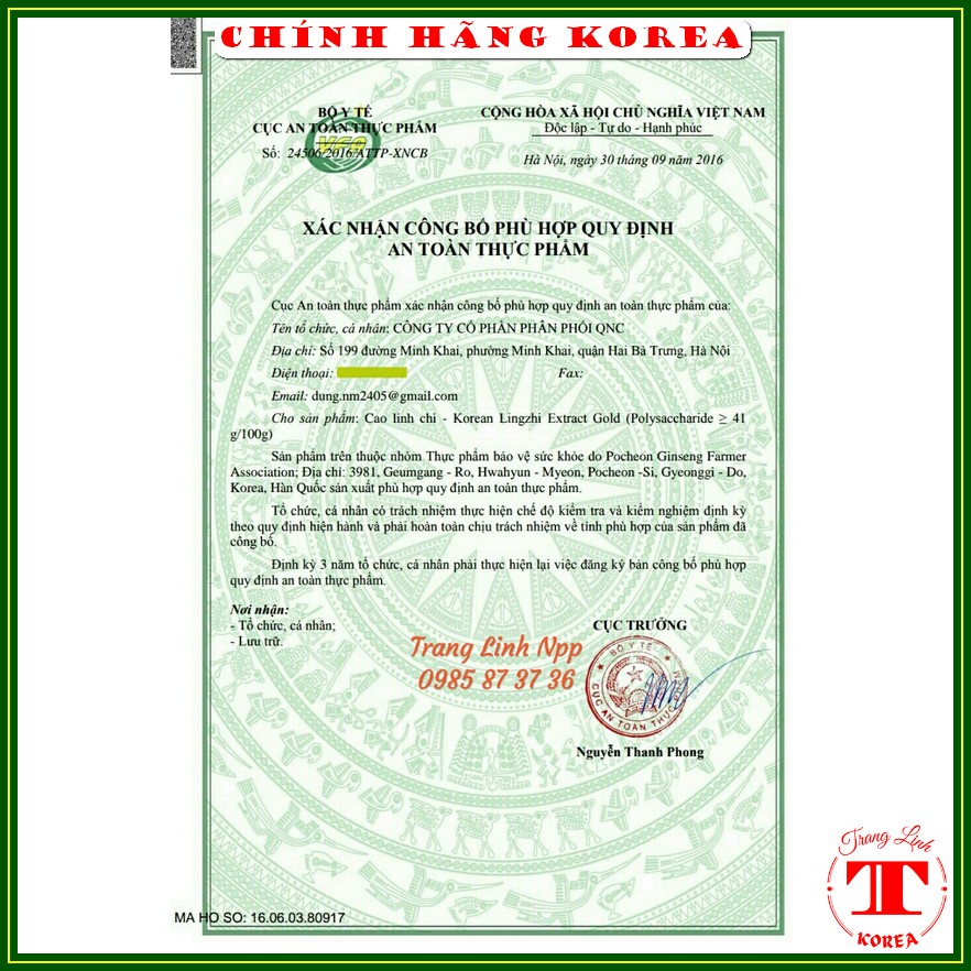 Cao linh chi mật ong Jeju chính hãng, hộp 800gr - Mật ong linh chi tăng đề kháng, thải độc, thanh lọc cơ thể - tranglinh