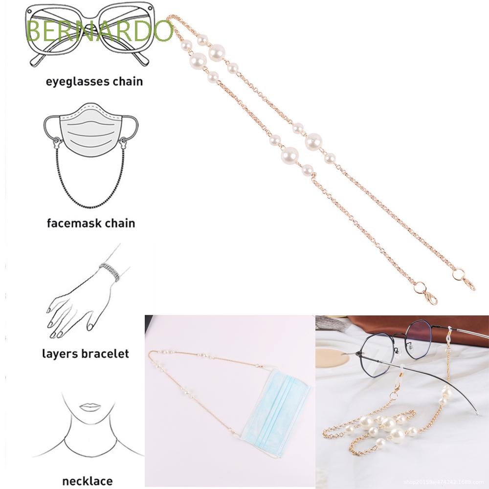 Dây đeo mắt kính chống thất lạc bằng kim loại đính ngọc trai nhiều màu tùy chọn