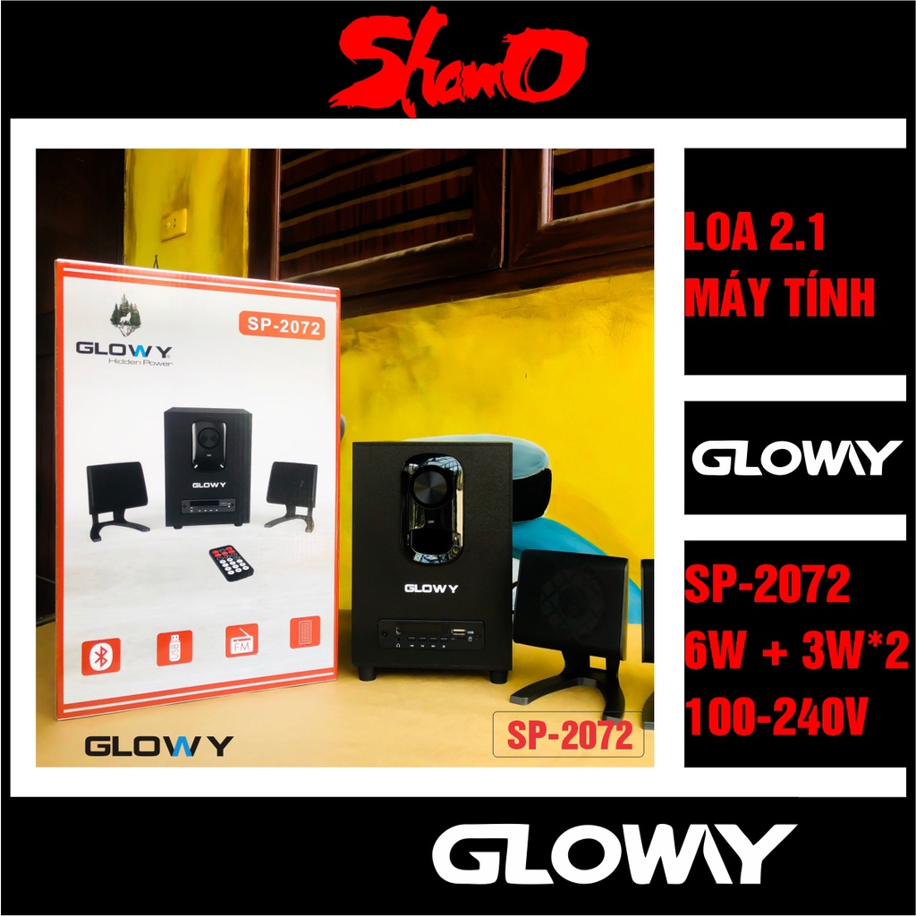 Loa vi tính 2.1 Gloway chính hãng bảo hành 12 tháng – Có tích FM + Bluetooth + Khe cắm SD + USB