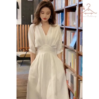 Đầm sơmi trắng dài cổ tàu chiết eo, váy sơmi nữ dài tôn dáng, nhẹ nhàng, trang nhã hàng cao cấp loại 1