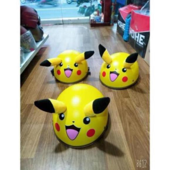 Mũ bảo hiểm 1/2 pikachu và doremon + tai