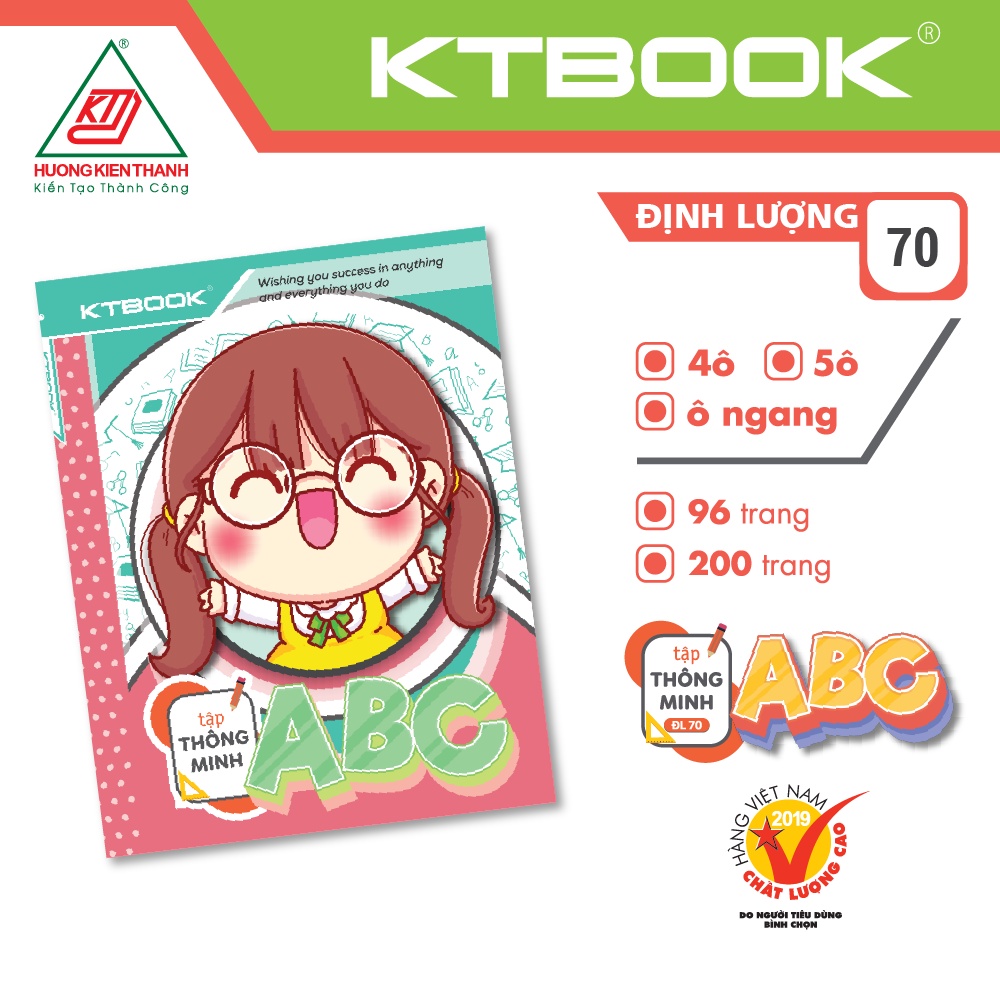 Gói 10 cuốn Tập Học Sinh KTBOOK Cao Cấp Thông Minh ABC giấy trắng tốt ĐL 70 - 96 trang