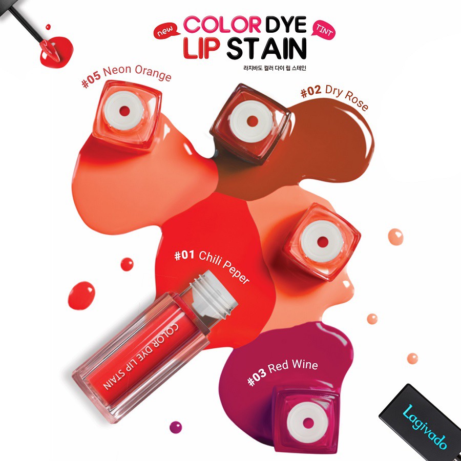 Son kem lì Hàn Quốc Lagivado lên màu chuẩn, lâu trôi Color Dye Lip Stain dạng nước – 04 màu son đẹp 4,5g | BigBuy360 - bigbuy360.vn