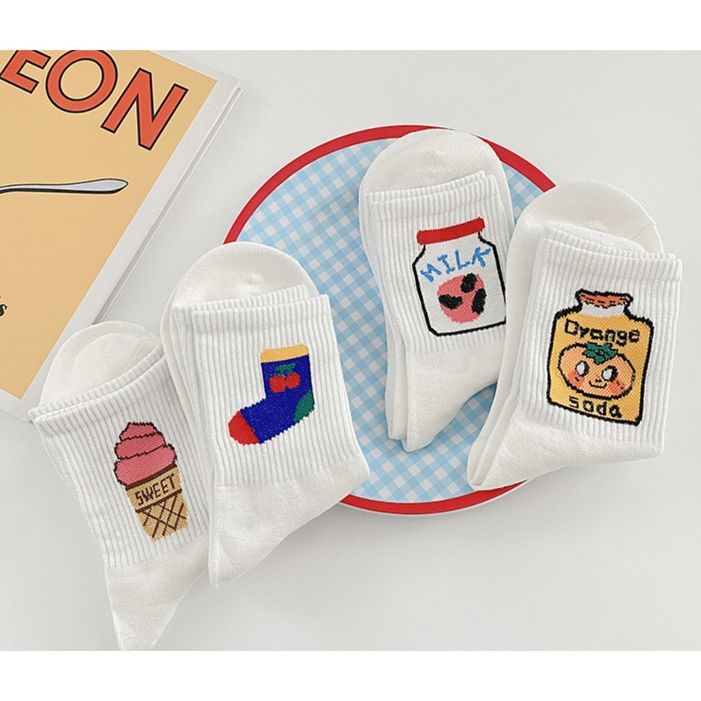 TẤT cao cổ TRẮNG DỆT MILK SWEET