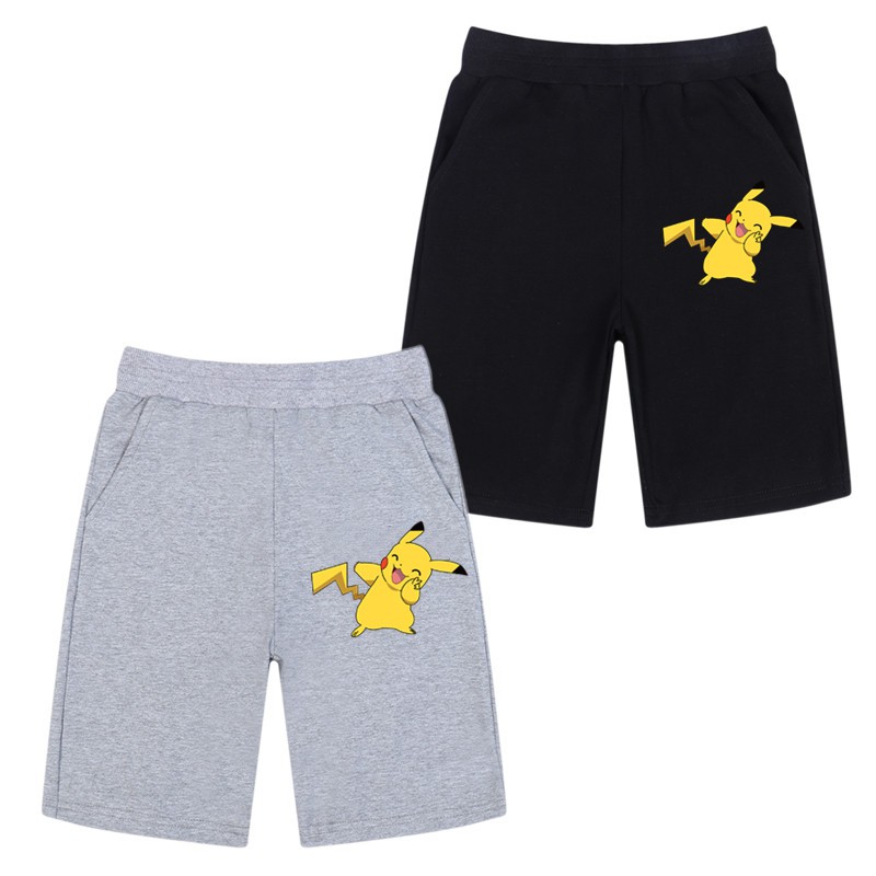 Quần short Pokemon Boy Pikachu Quần short cotton mùa hè Quần short chạy bộ