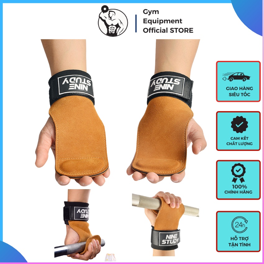 Găng tay deadlift hở ngón tập gym bao tay lifting straps tập tạ da bò hỗ trợ kéo lưng xô hít xà G.E.O GT01