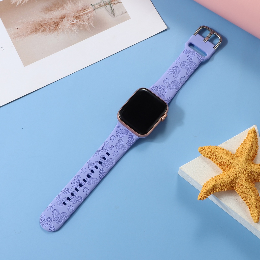 Dây Đeo Đồng Hồ Bằng Silicone Hình Chuột Mickey Hoạt Hình Cho Apple Watch 38mm 40mm 41mm 42mm 44mm 45mm 8 7 6 SE 5 4 3 2 1