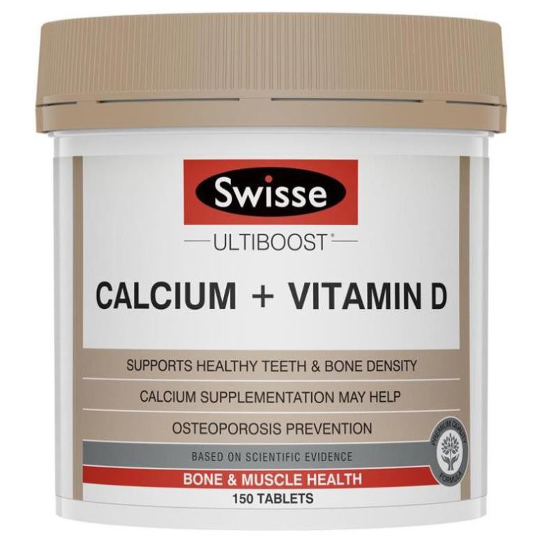 Hộp đựng Viên uống bổ sung Canxi Swisse Ultiboost Calcium và Vitamin D 150 viên