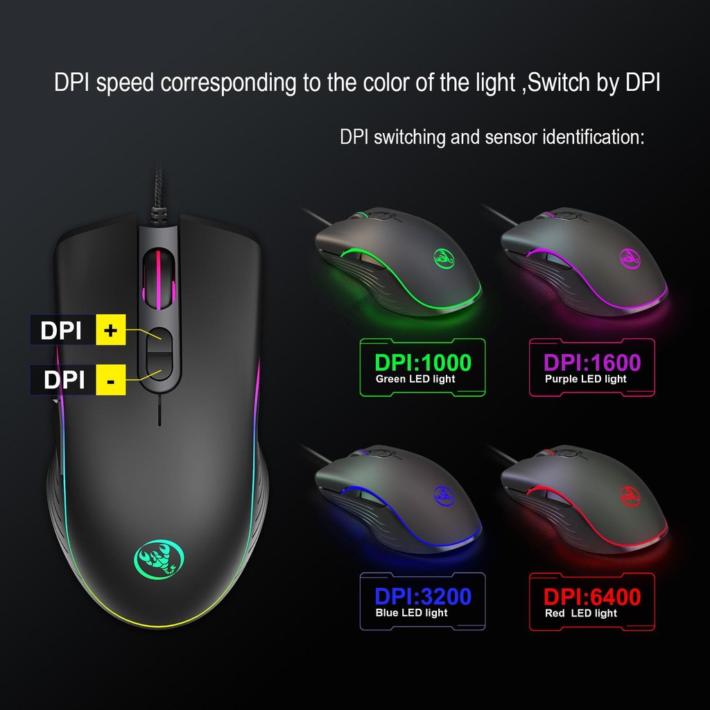 Chuột chơi game Led RGB HXSJ A867 - Chuột máy tính có dây - Gaming mouse