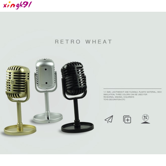 Classic Retro Dynamic Vocal Microphone Vintage Style Mic Universal Stand Compatible Live Karaoke