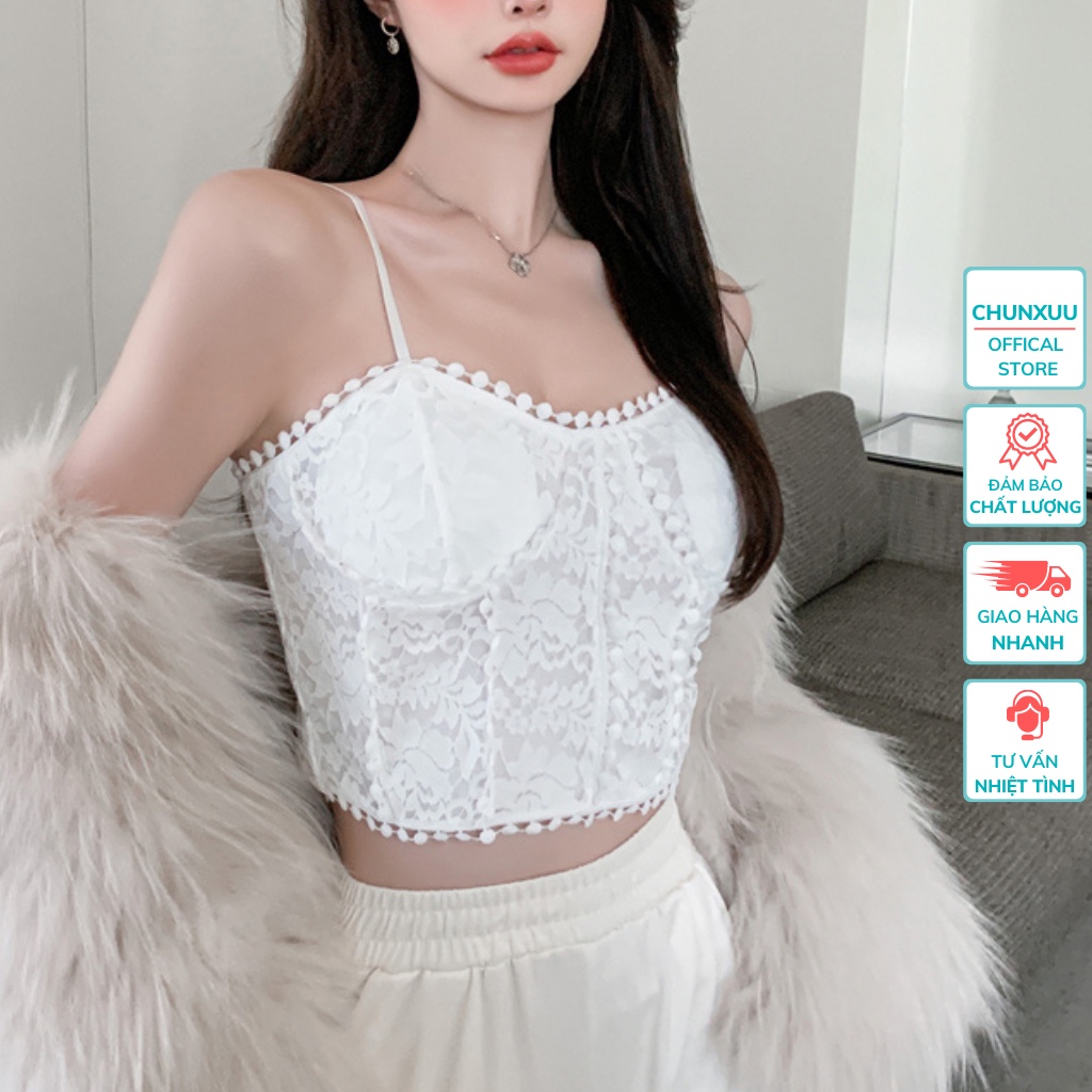 Áo bra 2 dây phối ren hoa gợi cảm ChunXuu, thiết kế đệm mút mỏng vừa thông thoáng ôm ngực - BR16