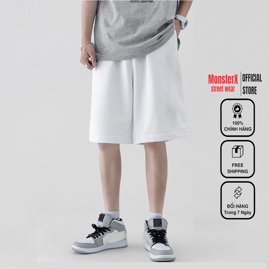 Quần Short Đùi Trơn unisex MONSTER X STREET Basic nam nữ thể thao oversize Hàn Quốc Ulzzang