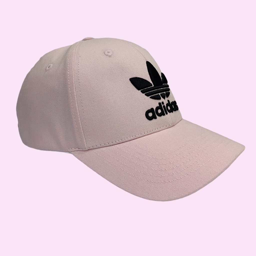 Nón lưỡi trai Adidas vải cotton Hàn form đẹp Màu hồng Thêu logo đen