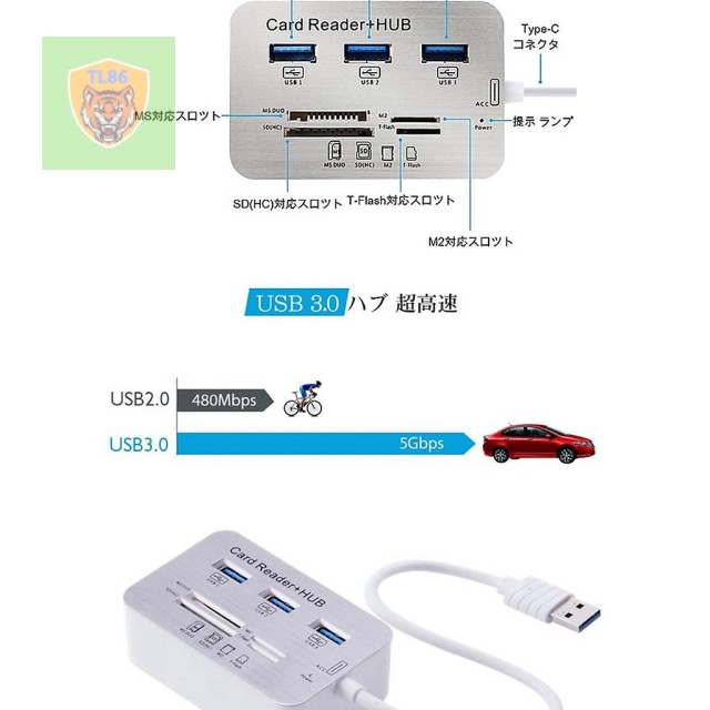 Hub usb 3.0 có khe đọc thẻ nhớ đa năng .