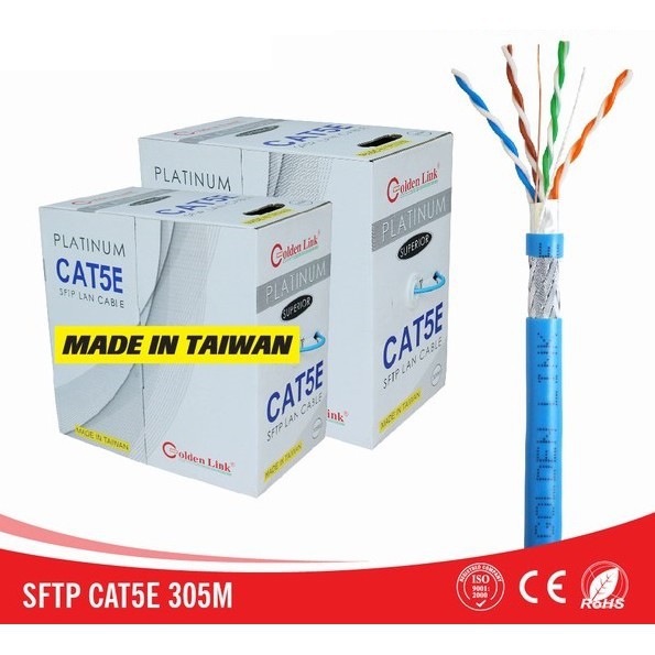 Cáp mạng Golden Link SFTP Cat 5e Platinum 305m (màu xanh dương)