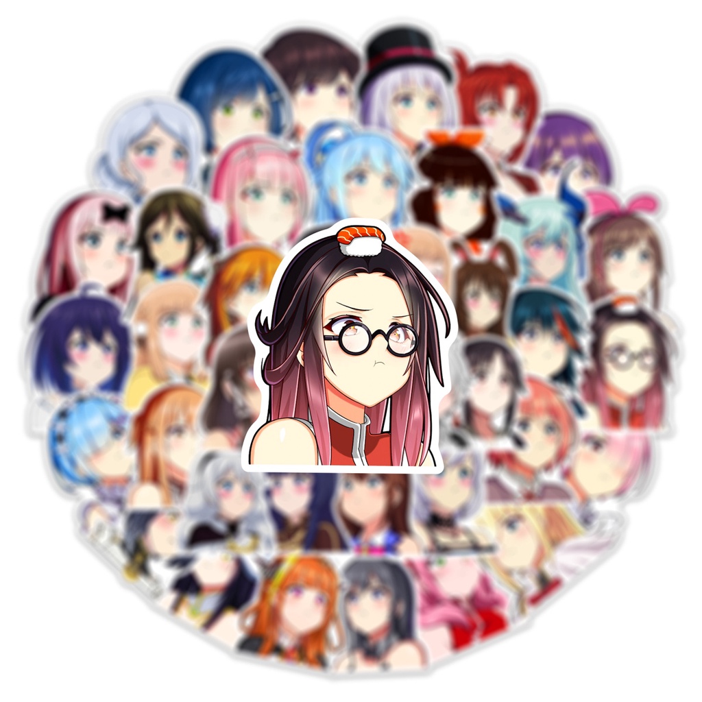 Bộ 50 Miếng Dán Hình Nhân Vật Anime Chống Thấm Nước Dùng Trang Trí Vali / Máy Tính / Guitar
