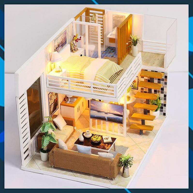 Mô hình nhà búp bê gỗ DIY Nhà búp bê Simple and elegant Toy World