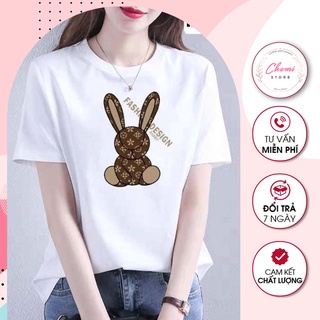 Áo phông ngắn tay chất liệu cotton hình con thỏ dễ thương, đáng yêu - 88