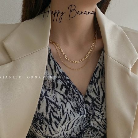 Vòng Cổ Nữ Dây Xích Đôi Vàng Gold Hàn Quốc - VC004