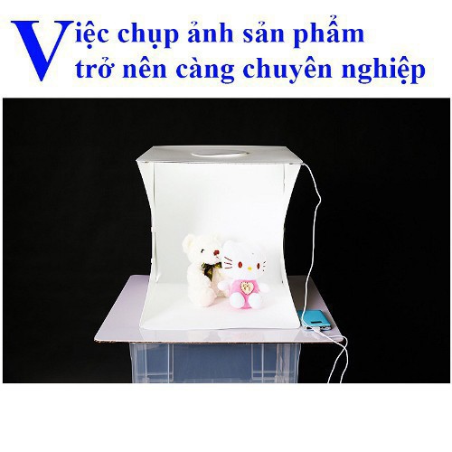 [AK] Hộp Chụp Sản Phẩm 40x40cm Có Kèm Đèn Led 2 Dãy có 70 Bóng - Tặng 2 Phong Nền - An Khang -