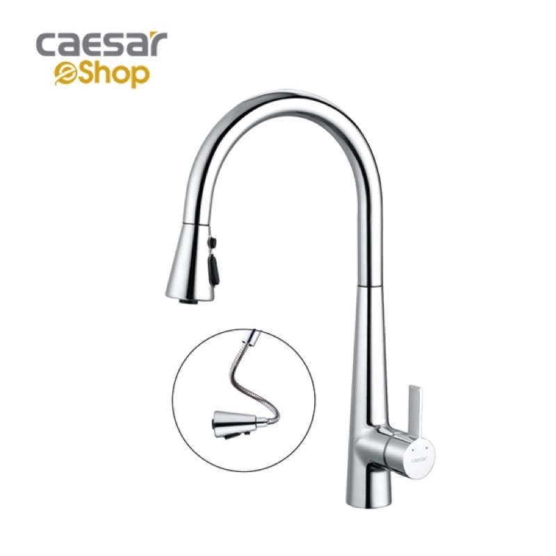 VÒI BẾP NÓNG LẠNH,VÒI GẮN CHẬU, VÒI RỬA CHÉN BÁT NÓNG LẠNH RÚT DÂY CAESAR K905C CHÍNH HÃNG MẪU MỚI