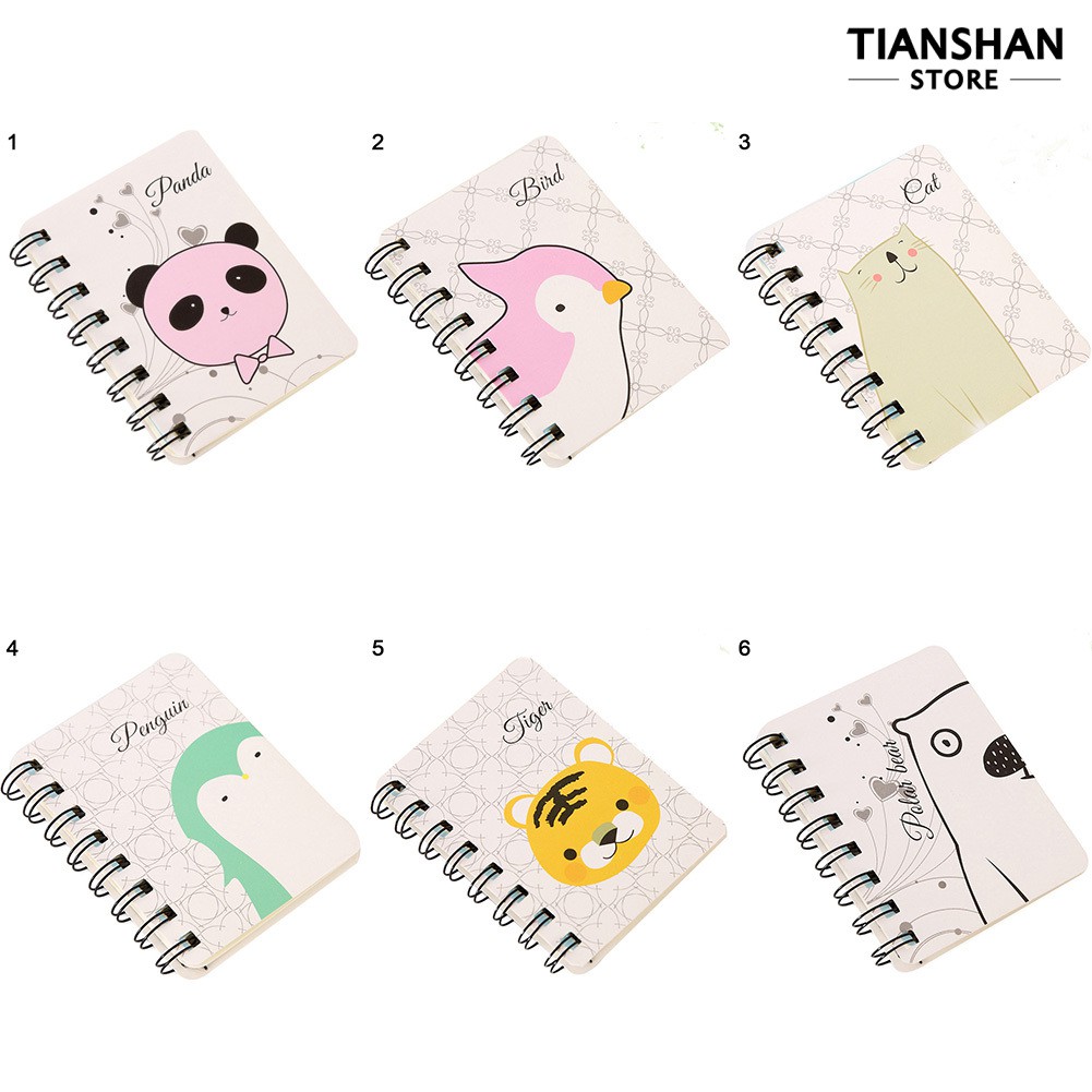 Student supplies In stock 80Sheets Mini Cartoon Animal Notebook Coil Book Office School Supply 