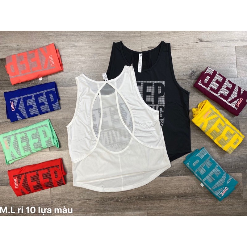 ÁO TANKTOP TẬP GYM NỮ KEEP - Tanktop vải thun phối lưới lưng siêu đẹp