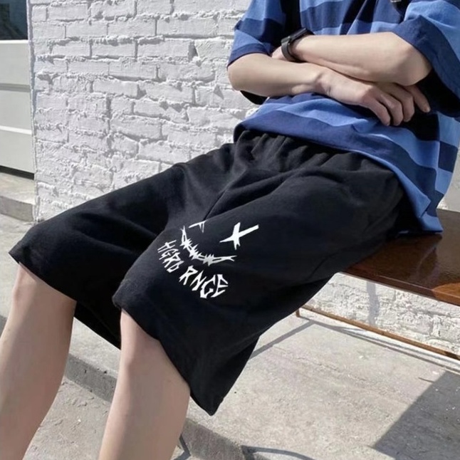 From rộng lụa quần ngắn nam  phong cách Hàn Quốc quần thun ngắn tiếng Nhật thời trang quần jogger nam đen  quần ngắn nam