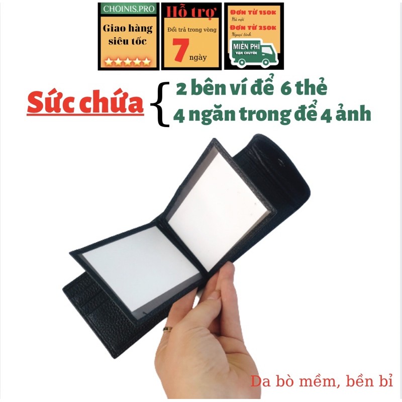 Ví da bò nam/ nữ đựng thẻ, ảnh CHOINIS Bóp đựng thẻ