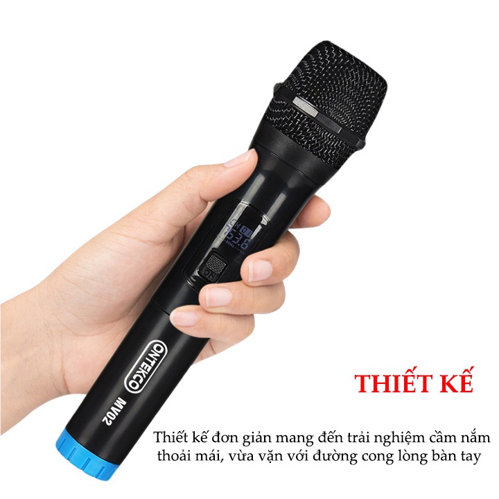 Bộ micro không dây ONTEKCO MV02 hát karaoke gia đình chuyên nghiệp