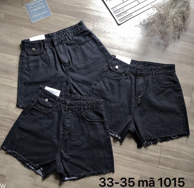 Quần Short Jeans size lớn túi nắp 33 đến 35 Ms 1015 Xám và Đen