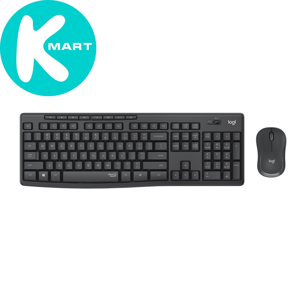 Combo chuột phím không dây Logitech MK295 Silent - Chống ồn 90%, có phím số - Hàng chính hãng