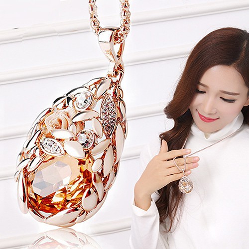 Dây chuyền mặt hình giọng nước đính đá thời trang sang trọng đẹp mắt