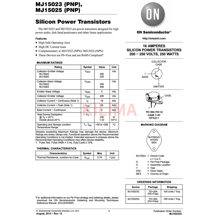 2 Cặp Đệm Âm Thanh Hifi MJ15024 MJ15025 MJ15024G MJ15025G 500V 16A 240W